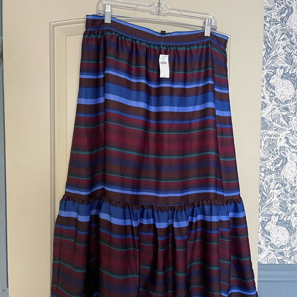 Banana Republic Blue and Burgundy Striped Maxi Skirt